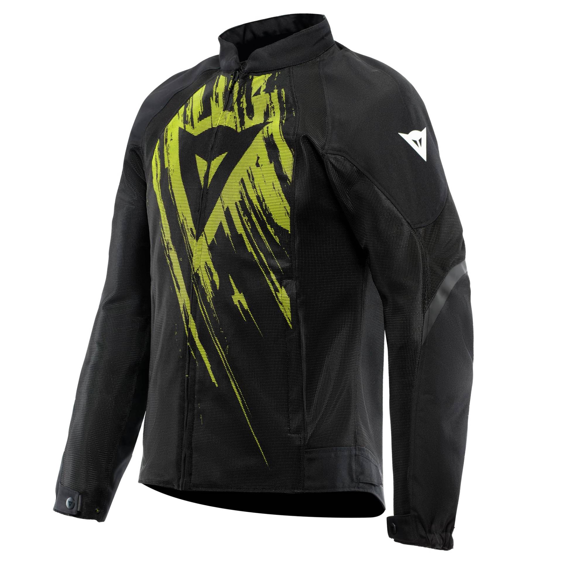 Dainese - Air Graphics Tex Jacket, Sommer Motorradjacke, belüftet und leicht, mit weichen Protektoren an Schultern und Ellenbogen, Mann, Schwarz/Fluo Gelb Tarmac, 44 von Dainese