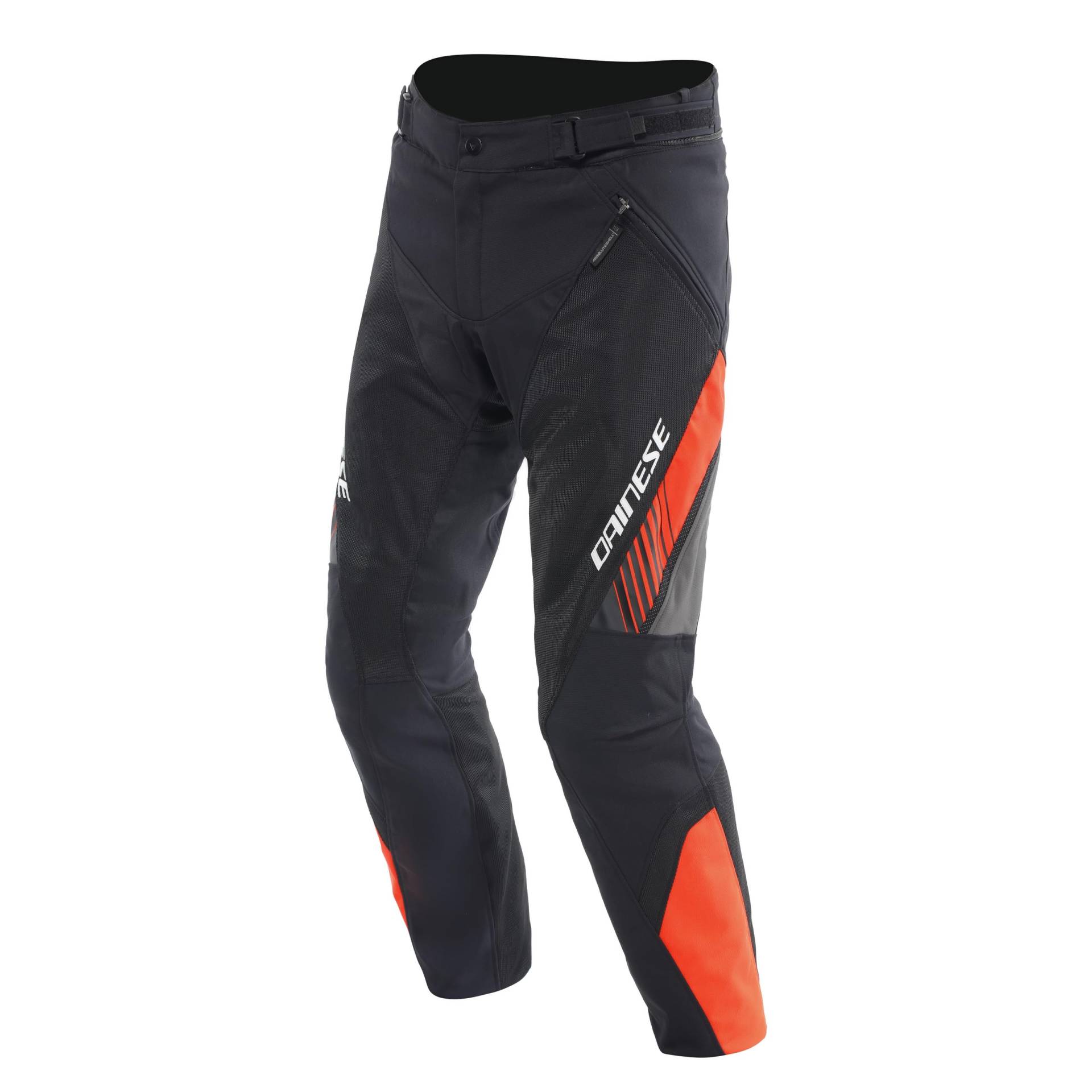 Dainese - Drake 2 Air Absoluteshell Pants, Wasserdichte Motorradhose, belüftet, mit abnehmbaren Knieschonern, Mann, Schwarz/Rot-Fluo, 60 von Dainese