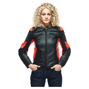 Dainese Racing 4 Damen Lederjacke Schwarz Rot von Dainese