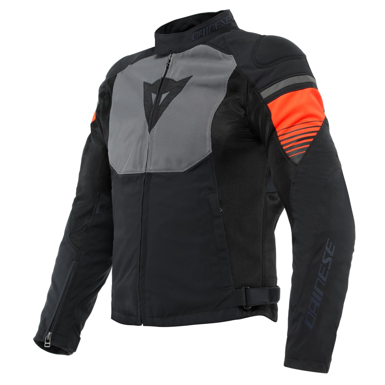 Dainese - Air Fast Tex Jacket, Sommer Motorradjacke, Quickdry Gewebe, Weiche Schulter Und Ellbogenprotektoren, Motorradjacke Für Herren, Schwarz/Grau/Fluo Rot, 44 von Dainese