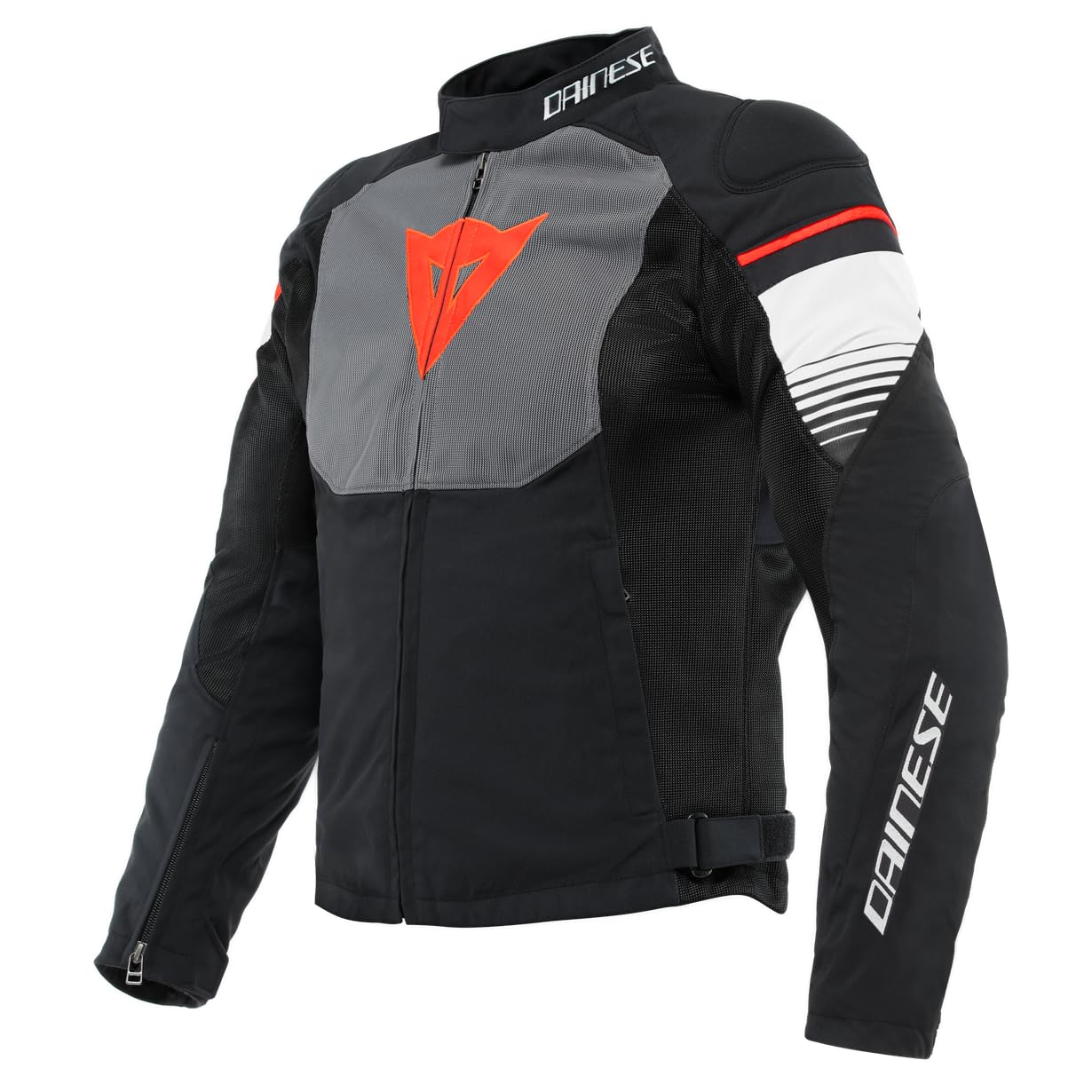 Dainese - Air Fast Tex Jacket, Sommer Motorradjacke, Quickdry Gewebe, Weiche Schulter Und Ellbogenprotektoren, Motorradjacke Für Herren, Schwarz/Grau/Weiß, 46 von Dainese