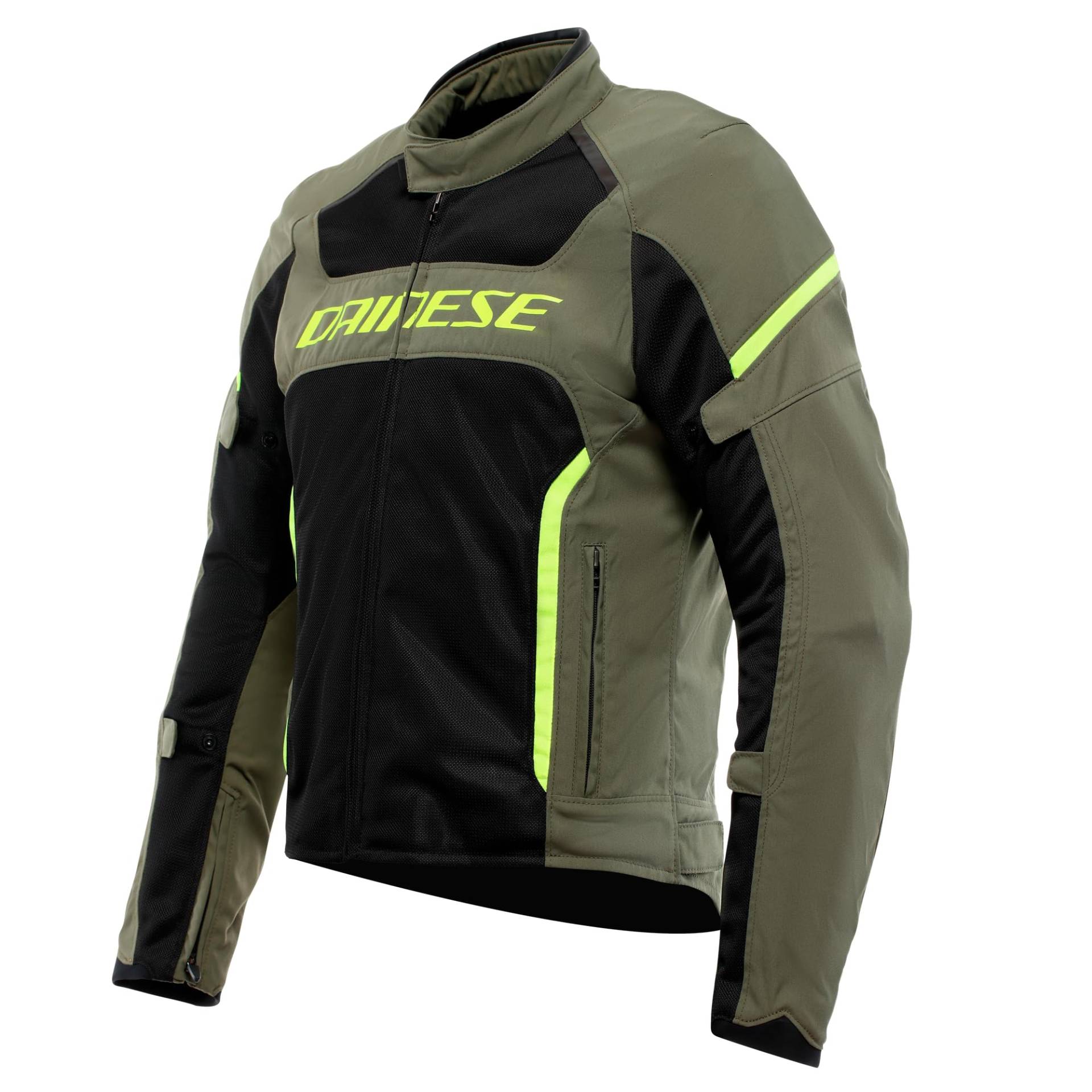 Dainese - Air Frame 3 Tex Jacket, Sommer-Motorradjacke mit herausnehmbarem, winddichtem Innenfutter, Mann, Armeegrün/Schwarz/Fluo Gelb, 48 von Dainese