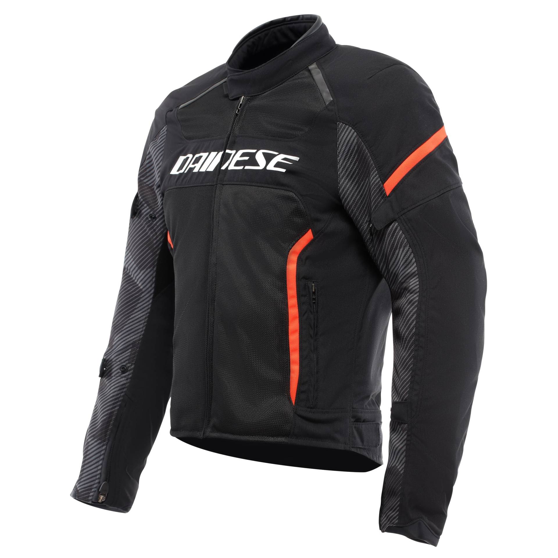 Dainese - Air Frame 3 Tex Jacket, Sommer-Motorradjacke mit herausnehmbarem, winddichtem Innenfutter, Mann, Schwarz/Schwarz/Rot-Fluo, 50 von Dainese