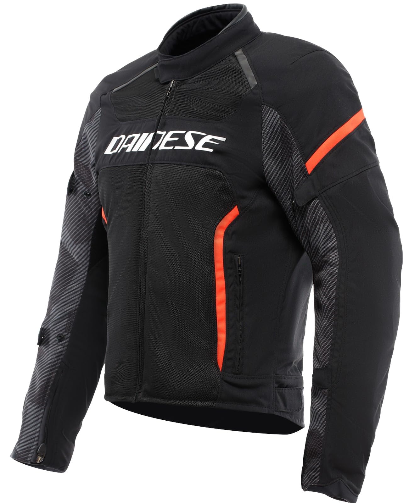 Dainese - Air Frame 3 Tex Jacket, Sommer-Motorradjacke mit herausnehmbarem, winddichtem Innenfutter, Mann, Schwarz/Schwarz/Rot-Fluo, 50 von Dainese