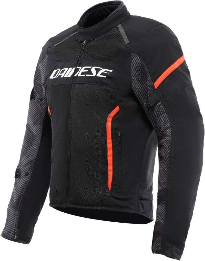 Dainese - Air Frame 3 Tex Jacket, Sommer-Motorradjacke mit herausnehmbarem, winddichtem Innenfutter, Mann, Schwarz/Schwarz/Rot-Fluo, 52 von Dainese