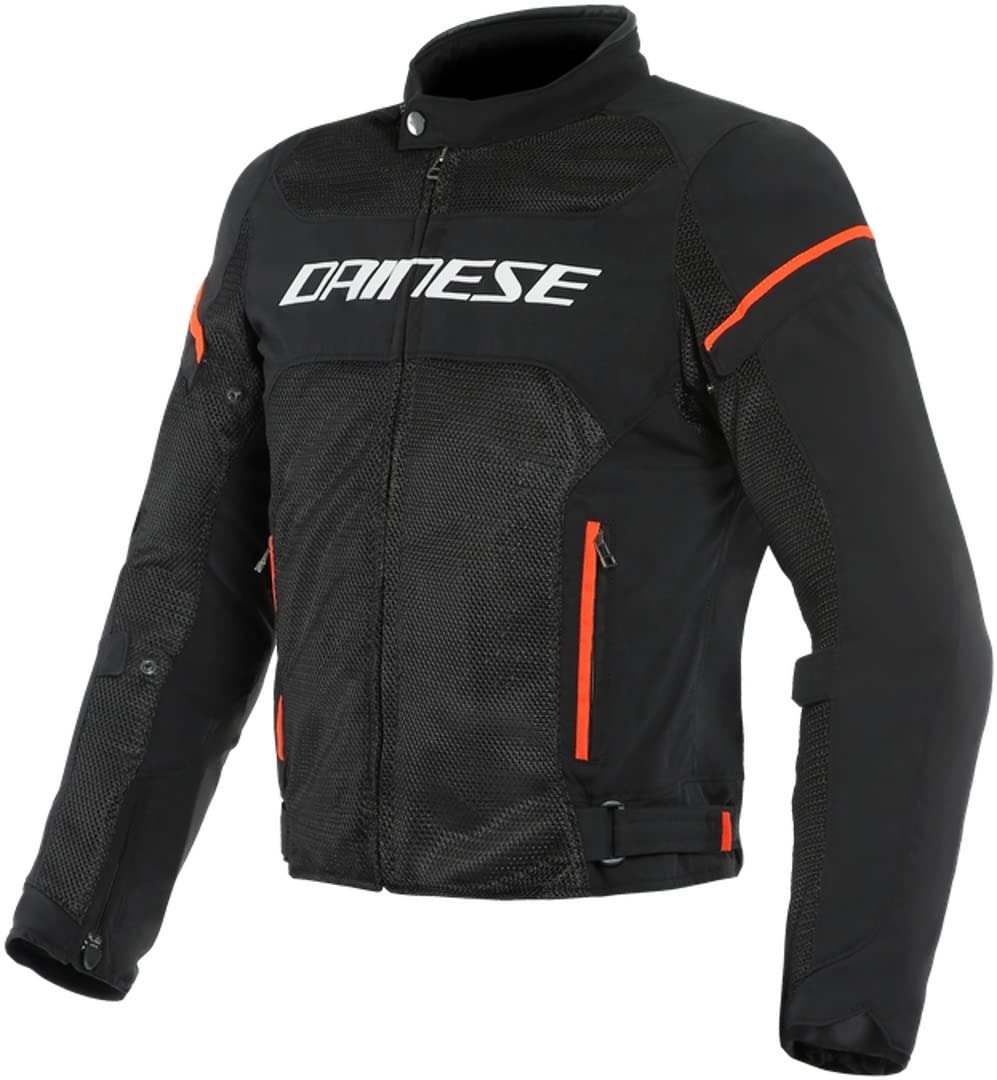 Dainese Air Frame D1 Tex Jacket, Motorradjacke Sommer mit Abnehmbarem Windschutz-Futter, Herren, Schwarz/Weiß/Fluo-Rot, 48 von Dainese