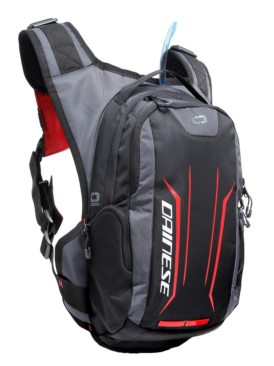 Dainese Alligator Backpack, Motorrad Rucksack Adventure mit integrierter 2-Liter-Trinkblase, Schwarz/Rot, N von Dainese