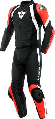 Dainese Avro 4, Lederkombi 2tlg. - Matt-Schwarz/Neon-Rot/Weiß - 46 von Dainese