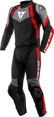 Dainese Avro 4, Lederkombi 2tlg. - Schwarz/Grau/Rot - 44 von Dainese