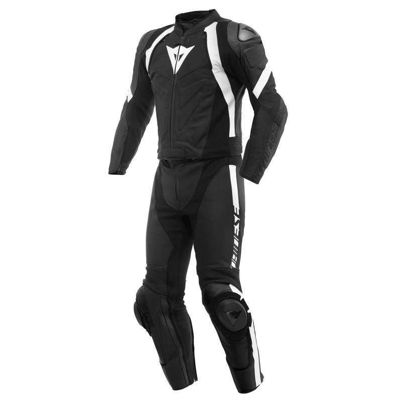 Dainese zweiteiler Lederkombi Avro 4 2PC Motorradanzug Motorradkombi Leathersuit, BLACK-MATT/BLACK-MATT/WH, 104 von Dainese