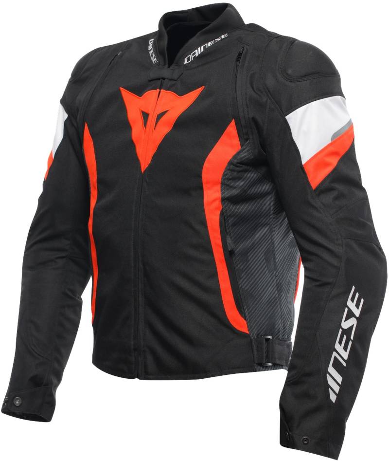 Dainese - Avro 5 Tex Jacket, Stoff-Motorradjacke mit Schulterprotektoren, Mann, Schwarz/Fluo Rot/Weiß, 50 von Dainese