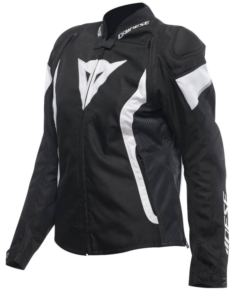 Dainese - Avro 5 Tex Jacket Wmn, Textil-Motorradjacke, mit Protektoren, Frau, Schwarz/Weiß/Schwarz, 42 von Dainese