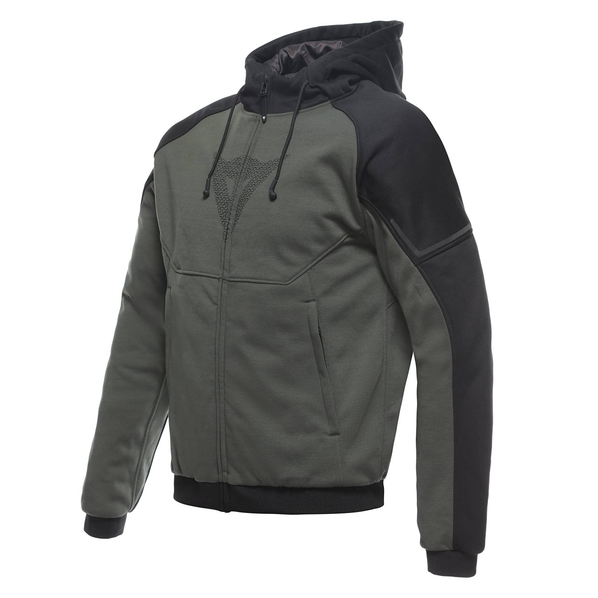 Dainese - Daemon X Safety Hoodie Full Zip, Motorrad Fleecejacke, Mesh Gewebe, Schulter Und Ellbogenprotektoren, Herren Motorradjacke, Grün/Schwarz, 50 von Dainese