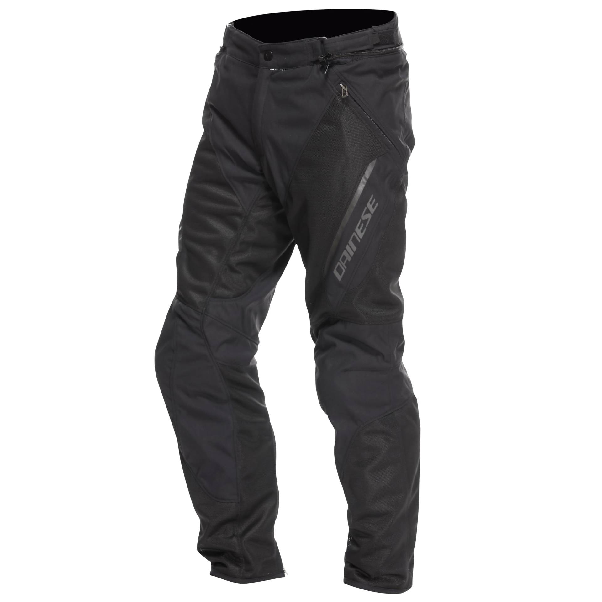 Dainese - Drake 2 Super Air Tex Pants, Mesh-Motorradhose, belüftet und leicht, mit abnehmbaren Protektoren, Mann, Schwarz/Schwarz, 52 von Dainese