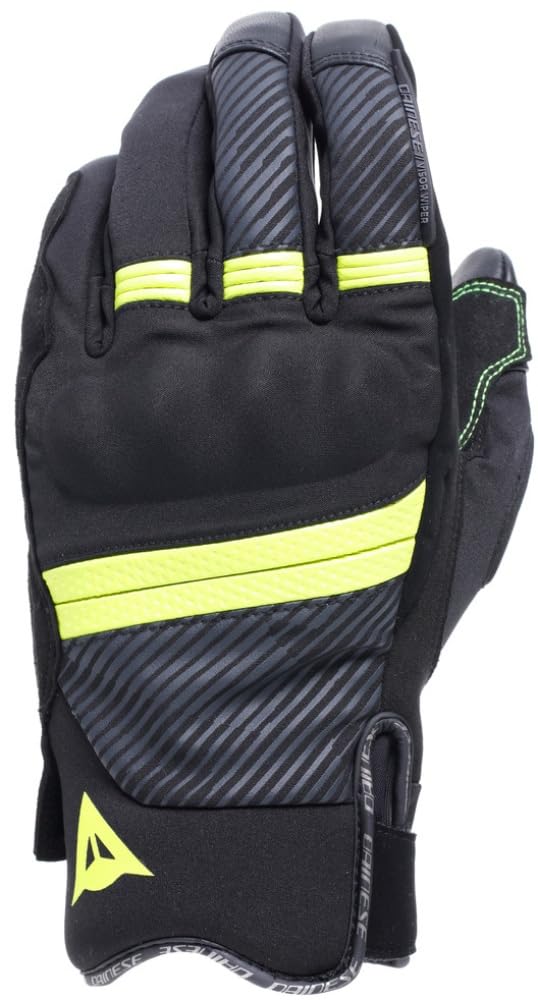 Dainese - Fulmine D-Dry® Gloves, Winter Motorradhandschuhe, Knöchelschützer, Handschuhe mit thermischer Polsterung, Touchscreen, Mann, Schwarz/Fluo Gelb/Eisengrau, L von Dainese