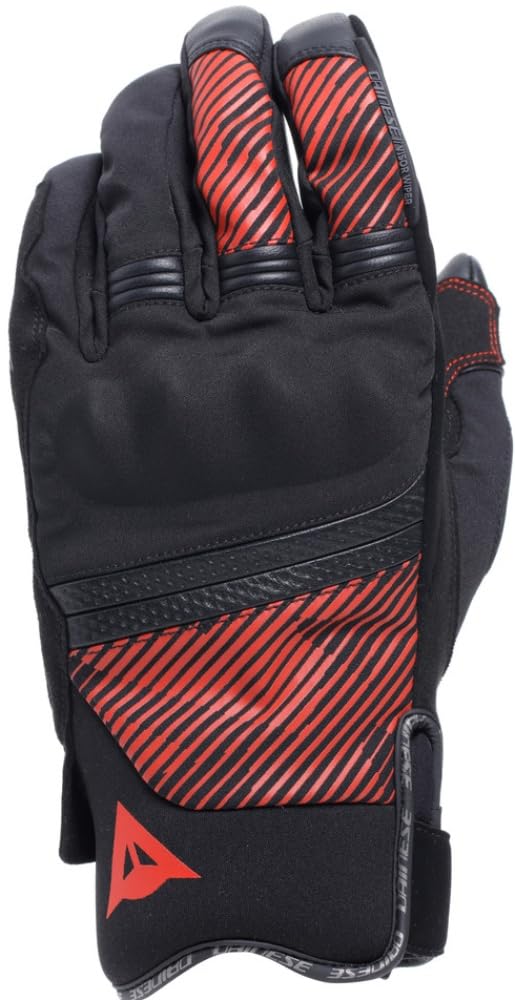 Dainese - Fulmine D-Dry® Gloves, Winter Motorradhandschuhe, Knöchelschützer, Handschuhe mit thermischer Polsterung, Touchscreen, Mann, Schwarz/Schwarz/Rot, L von Dainese