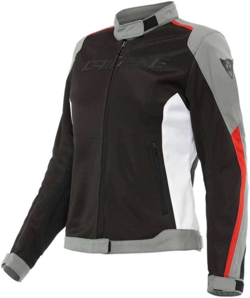 Dainese Hydraflux 2 Air Lady D-Dry Jacket, Motorradjacke Sommer mit Abnehmbarem Wasserdichtem Futter, Damen, Schwarz/Charcoal-Gray/Lava Rot, 42 von Dainese