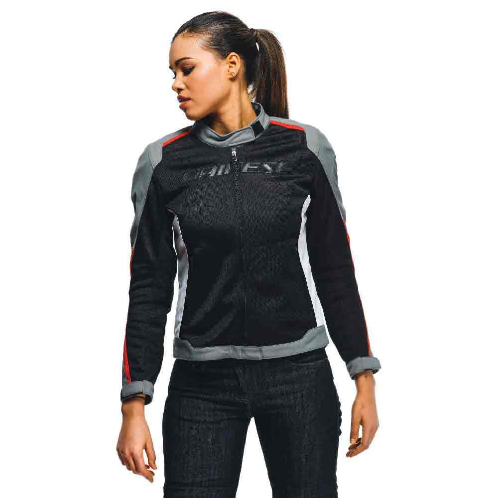 Dainese Hydraflux 2 Air Lady D-Dry Jacket, Motorradjacke Sommer mit Abnehmbarem Wasserdichtem Futter, Damen, Schwarz/Charcoal-Gray/Lava Rot, 42 von Dainese