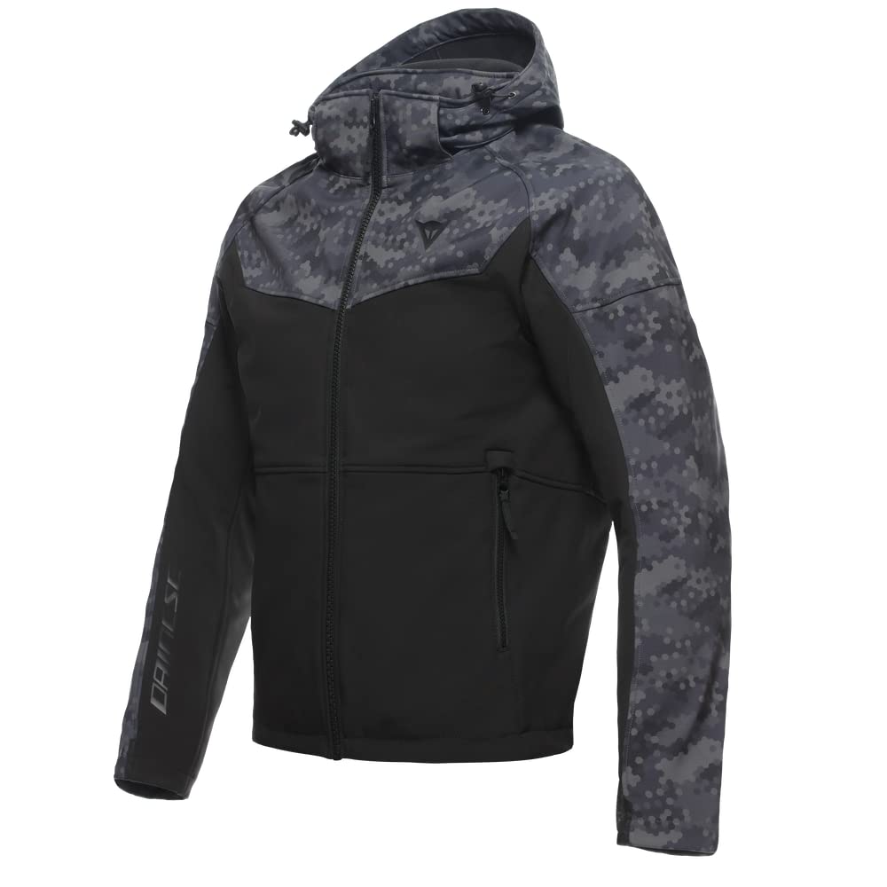 Dainese - Ignite Tex Jacket, Motorradjacke Herren, Wasserdichtes und Atmungsaktives Fleece, Motorrad Regenjacke, Schulter und Ellbogenprotektoren, Reflektierende Details, Schwarz/Tarngrau von Dainese