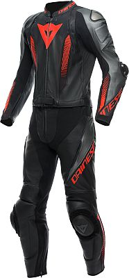 Dainese Laguna Seca 5, Lederkombi 2tlg. - Schwarz/Grau/Neon-Rot - 46 von Dainese