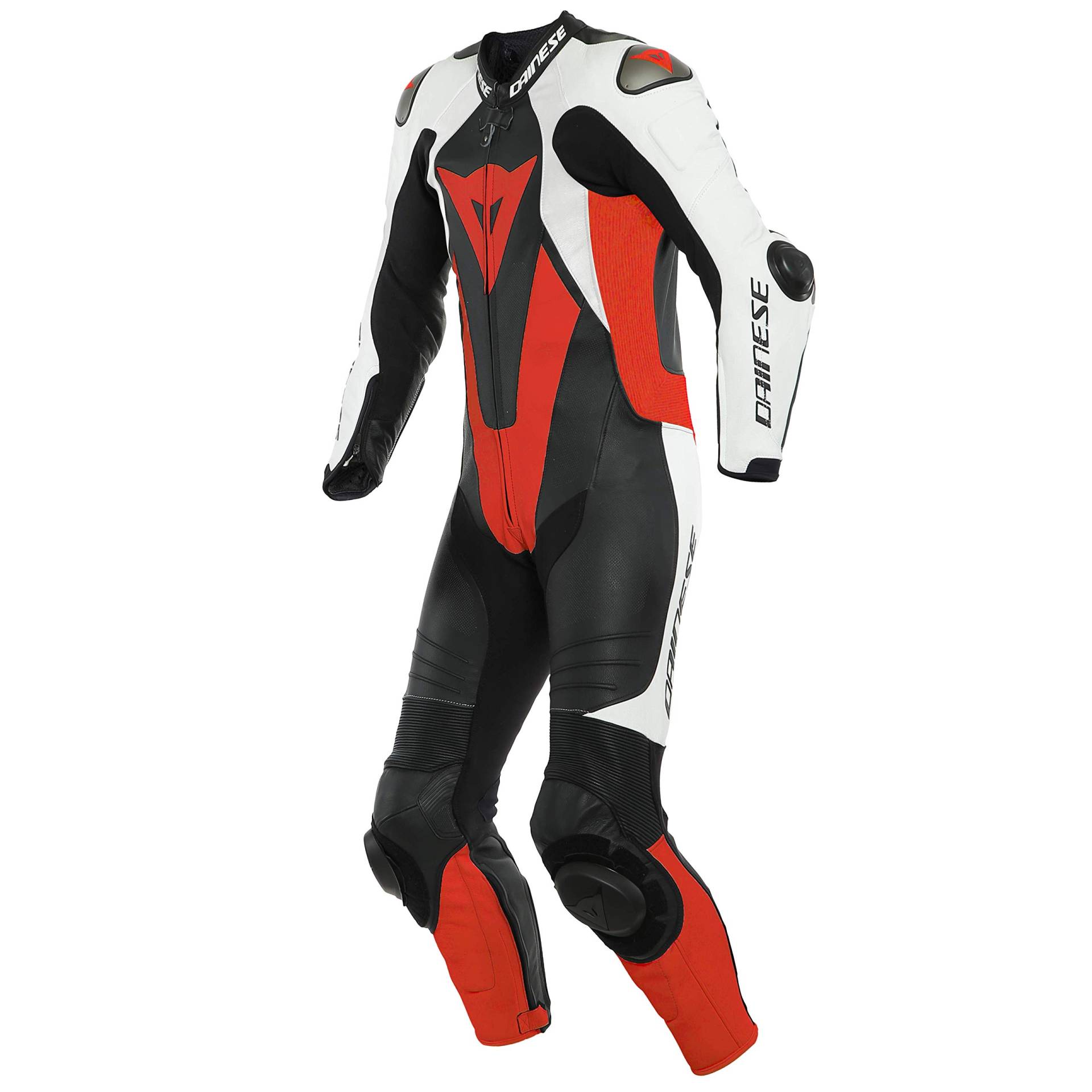 Dainese Laguna Seca 5 1-Teiler Perforierte Motorrad Lederkombi, schwarz/weiß/rot, 56 von Dainese