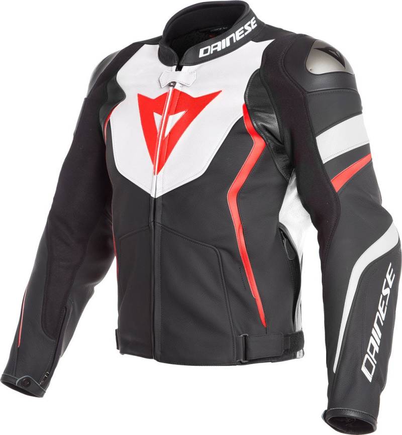 Dainese Lederjacke Avro 4, schwarz-matt/weiß/fluo-rot, Größe 56 von Dainese