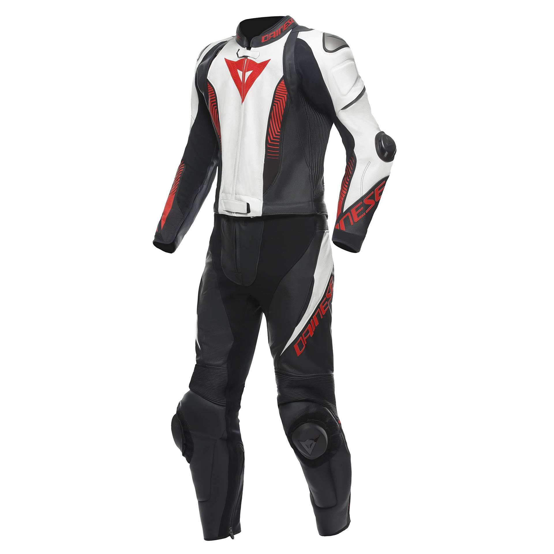 Dainese Lederkombi Laguna Seca 5 zweiteiler Motorradkombi Leathersuit, BLACK/WHITE/LAVA-RED, 50 von Dainese