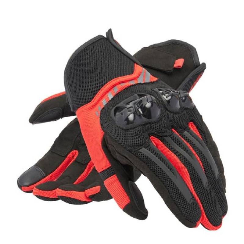 Dainese - Mig 3 Air Gloves, Sommer-Motorradhandschuhe, belüftetes Gewebe, Knöchelschoner, Touchscreen, Mann, Schwarz/Lava Rot, XXL von Dainese