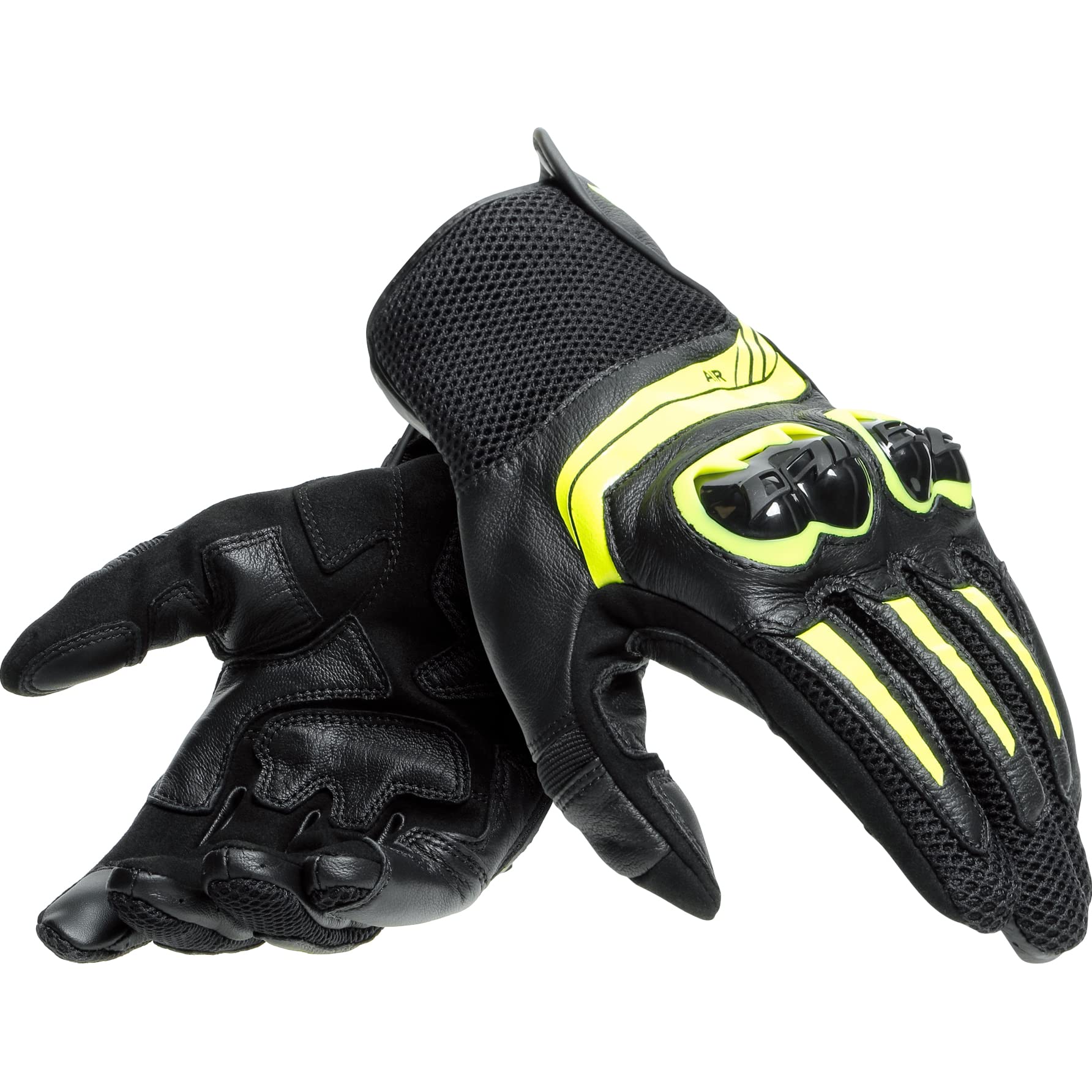 Dainese Mig 3 Unisex Leather Gloves, Motorradhandschuhe Leder mit Protektoren, für Damen und Herren, Schwarz/Fluo-Gelb, XL von Dainese