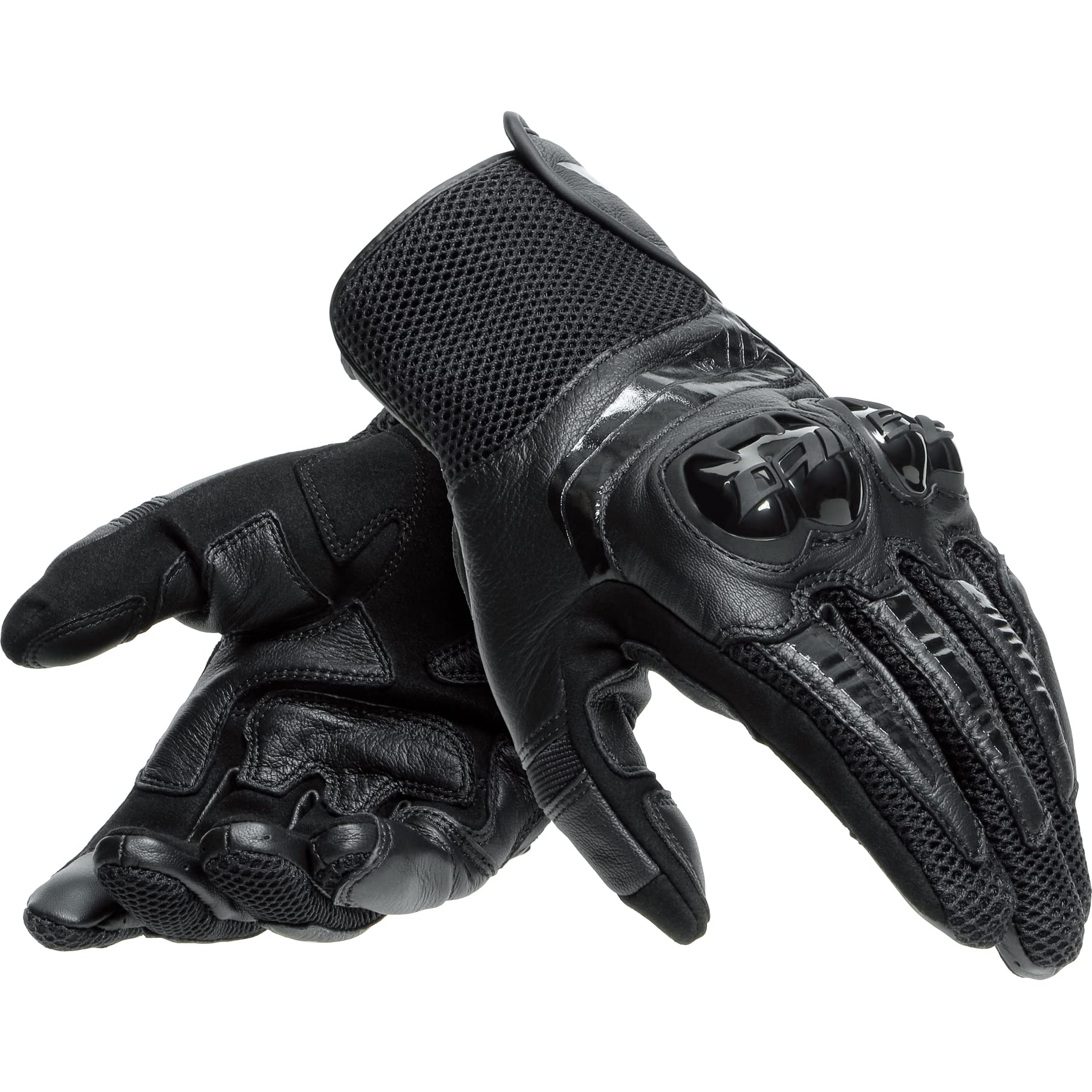 Dainese Mig 3 Unisex Leather Gloves, Motorradhandschuhe Leder mit Protektoren, für Damen und Herren, Schwarz/Schwarz, XL von Dainese
