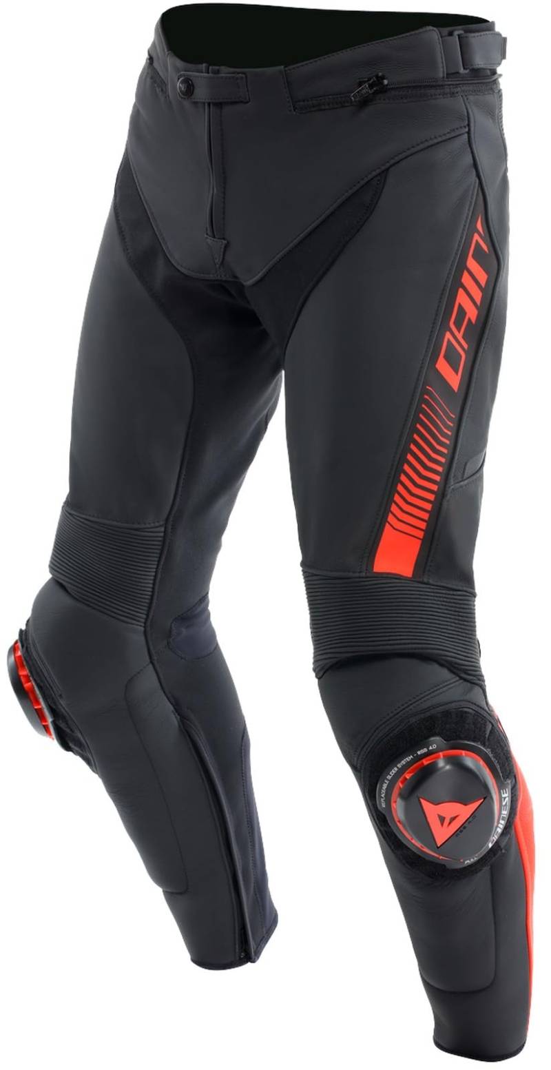 Dainese Motorradhose Super Speed Lederhose Stiefelhose, Black/RED-Fluo, 48 von Dainese