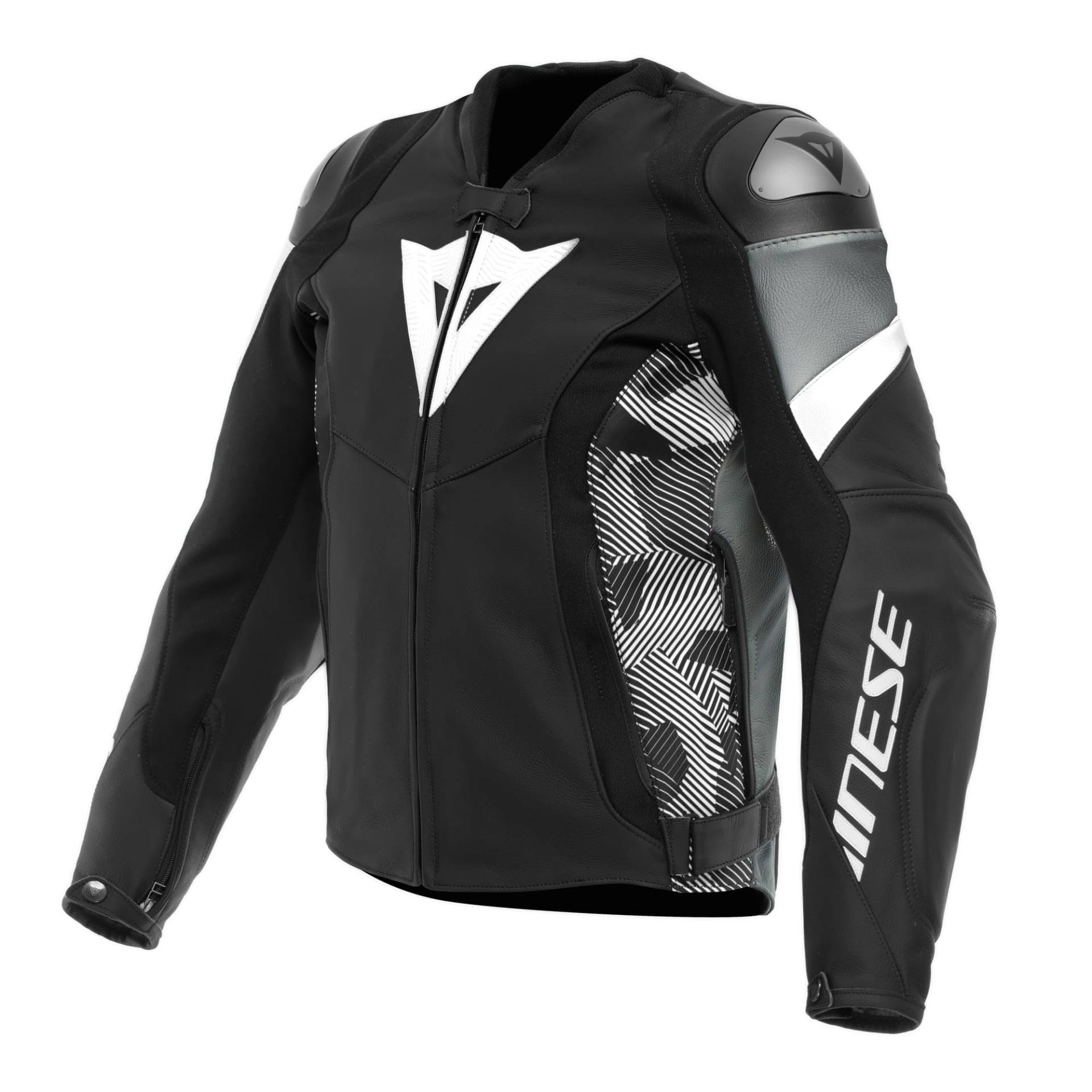 Dainese Motorradjacke Avro 5 Leather Jacket sportliche Lederjacke, BLACK/WHITE/ANTHRACITE, 44 von Dainese