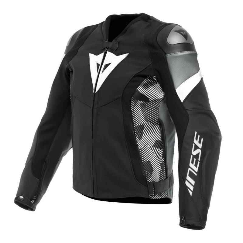 Dainese Motorradjacke Avro 5 Leather Jacket sportliche Lederjacke, BLACK/WHITE/ANTHRACITE, 52 von Dainese