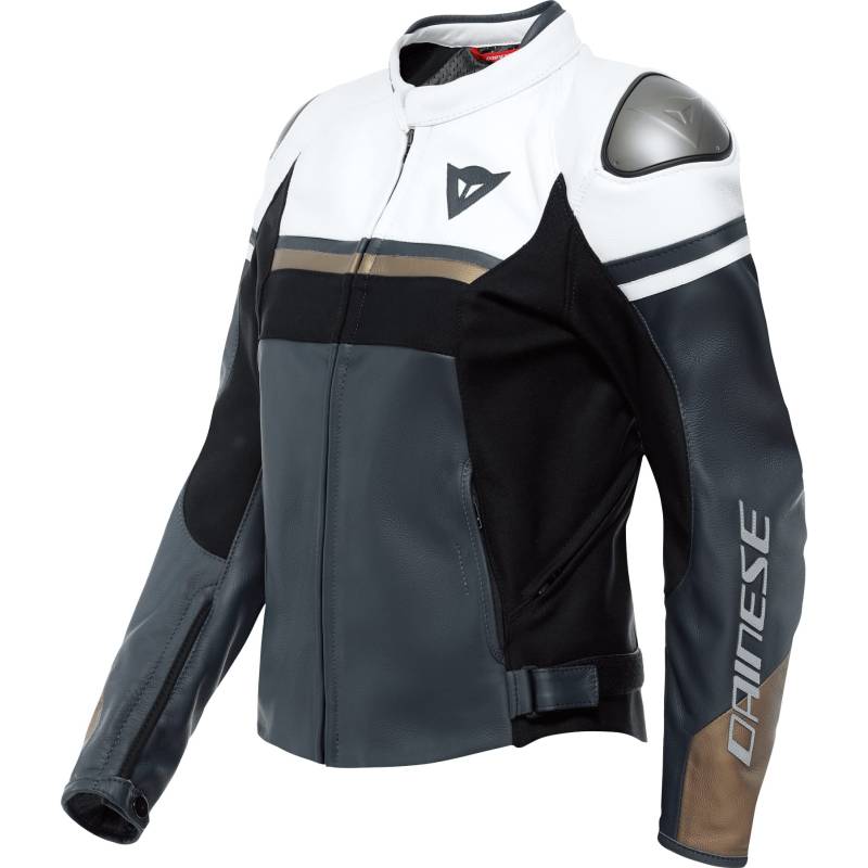 Dainese Motorradjacke mit Protektoren Motorrad Jacke Rapida Damen Lederjacke schwarz/weiß/Platin 40, Sportler, Sommer von Dainese