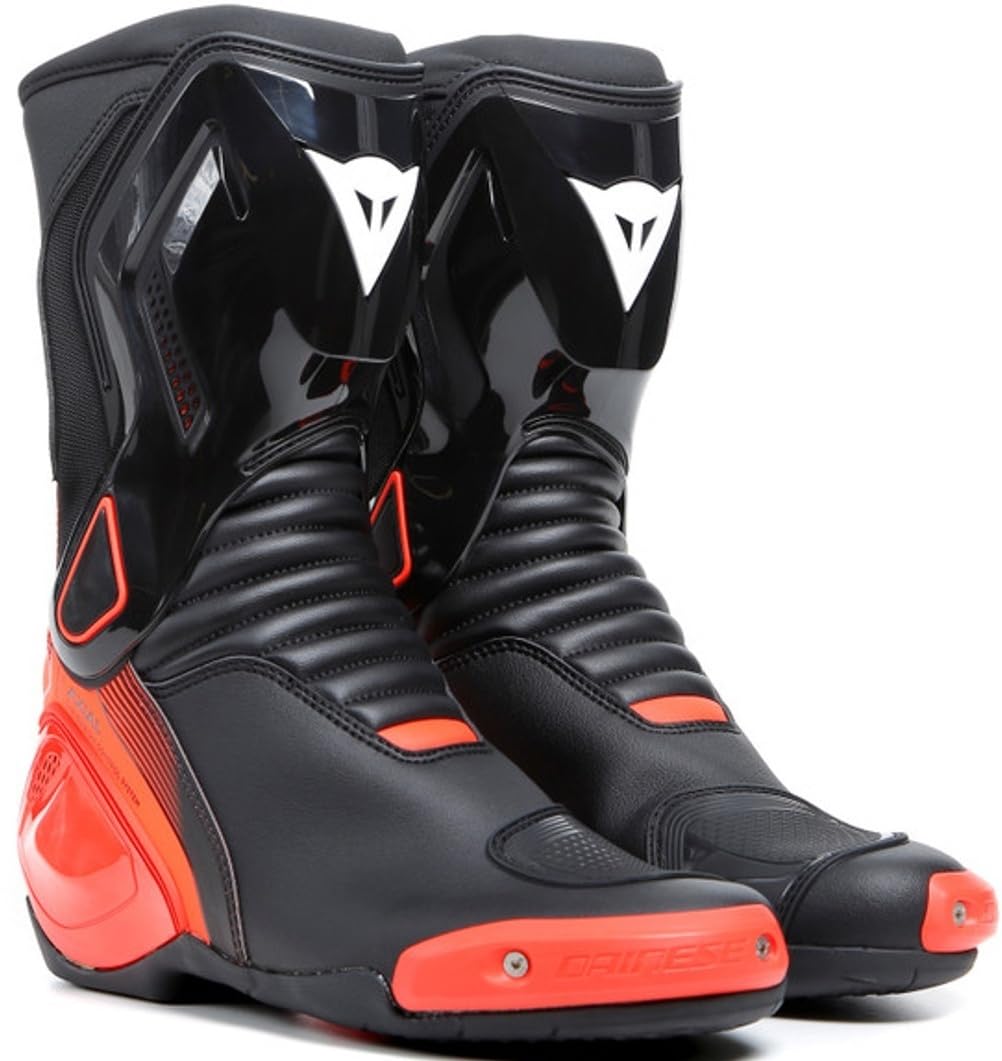 Dainese - Nexus 2 Boots, Motorrad Sportstiefel, Anti Verletzungs System, Knöchelschutz, Austauschbare Schieber, Herrenstiefel, Schwarz/Fluo Rot, 41 von Dainese