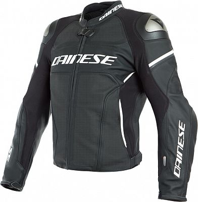 Dainese Racing 3 D-Air, Lederjacke perforiert - Matt-Schwarz/Matt-Schwarz/Weiß - 48 von Dainese