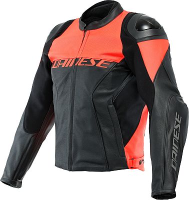 Dainese Racing 4, Lederjacke perforiert - Schwarz/Neon-Rot - 56 von Dainese