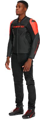 Dainese Racing 5, Lederjacke - Schwarz/Neon-Rot - 46 von Dainese