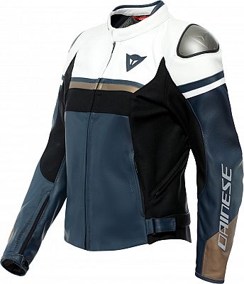 Dainese Rapida, Lederjacke Damen - Dunkelblau/Weiß/Gold - 40 von Dainese