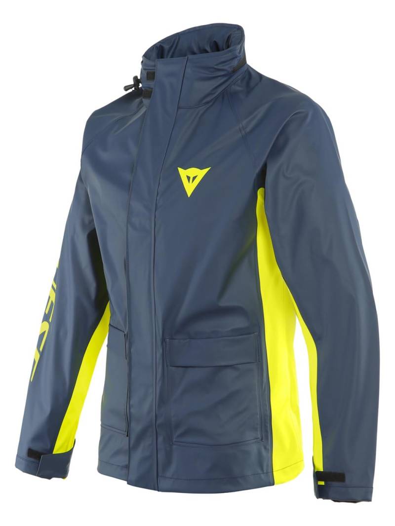 Dainese Storm 2 Unisex Jacket, Motorrad Regenjacke Wasserdicht Faltbar, für Damen und Herren, Black-Iris/Fluo-Gelb, M von Dainese