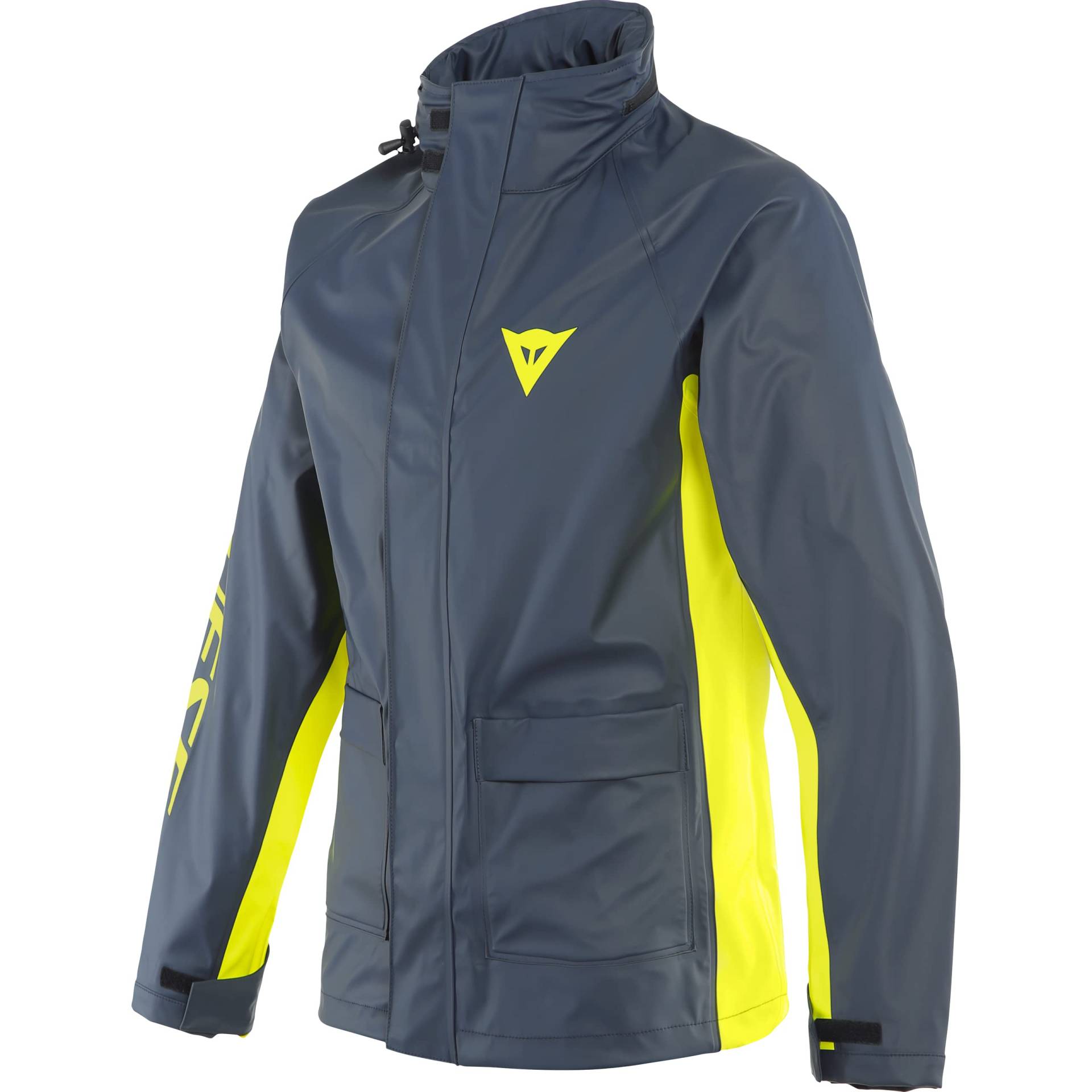 Dainese Storm 2 Unisex Jacket, Motorrad Regenjacke Wasserdicht Faltbar, für Damen und Herren, Black-Iris/Fluo-Gelb, XL von Dainese