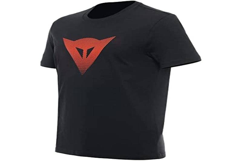 Dainese T-Shirt Logo, T-Shirt Kurzarm 100% Baumwolle, Herren, Schwarz/Fluo-Rot, L von Dainese