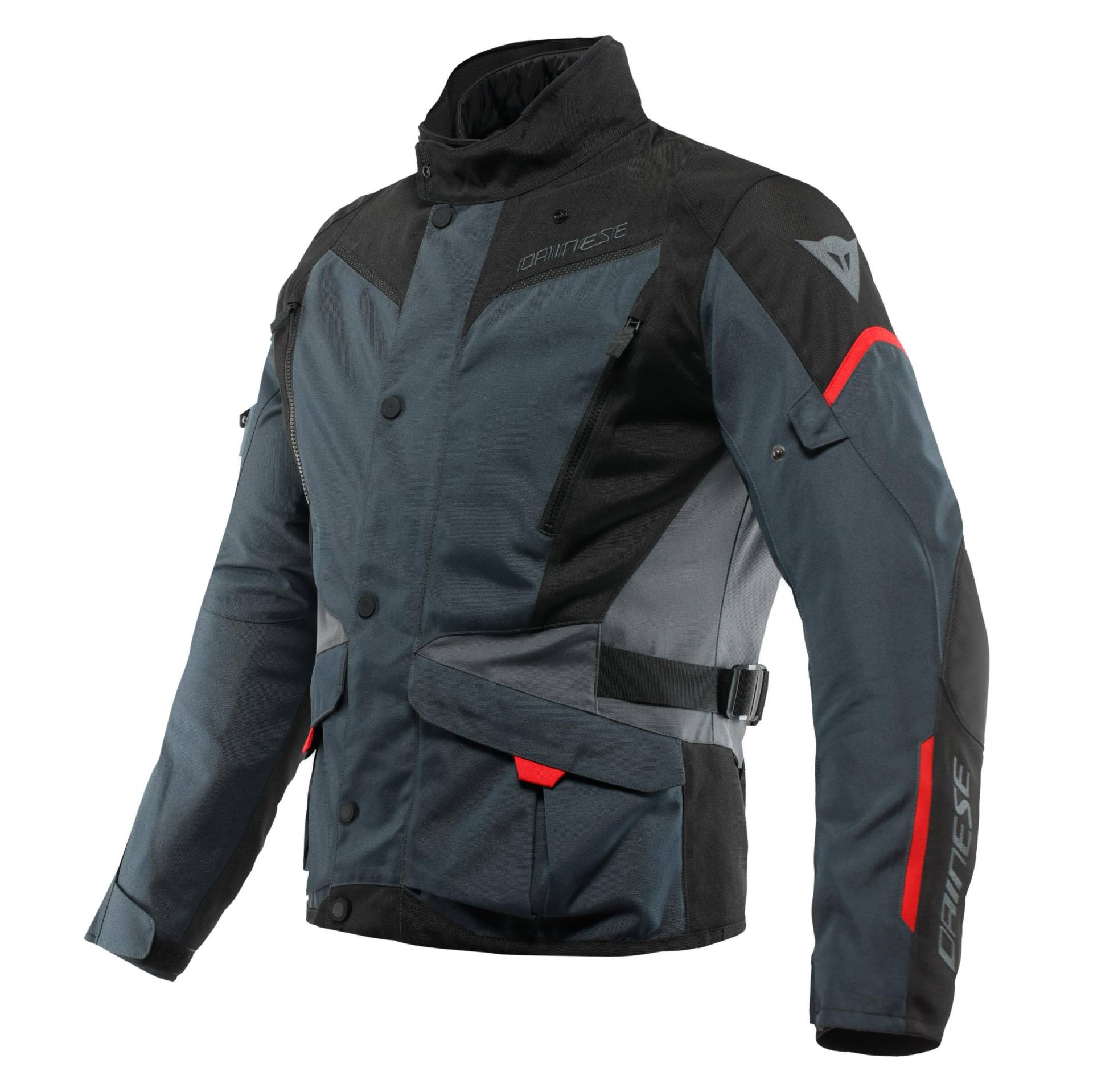 Dainese - Tempest 3 D Dry, Herren Motorrad Tourenjacke, Wasserdichte Jacke, Herausnehmbares Thermofutter, Schulter Und Ellbogenprotektoren, Ebenholz/Schwarz/Lavarot, 46 von Dainese