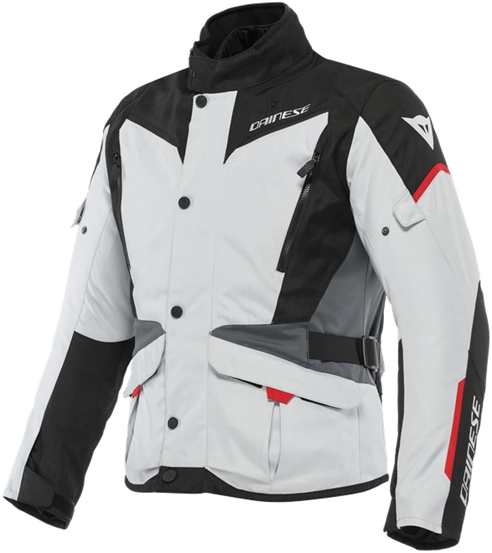 Dainese - Tempest 3 D Dry, Herren Motorrad Tourenjacke, Wasserdichte Jacke, Herausnehmbares Thermofutter, Schulter Und Ellbogenprotektoren, Eisgrau/Schwarz/Lavarot, 46 von Dainese