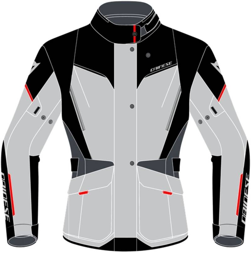 Dainese - Tempest 3 D Dry Lady, Motorradtourenjacke Für Damen, Wasserdichte Jacke, Herausnehmbares Thermofutter, Schulter Und Ellbogenschutz, Eisgrau/Schwarz/Lavarot, 40 von Dainese