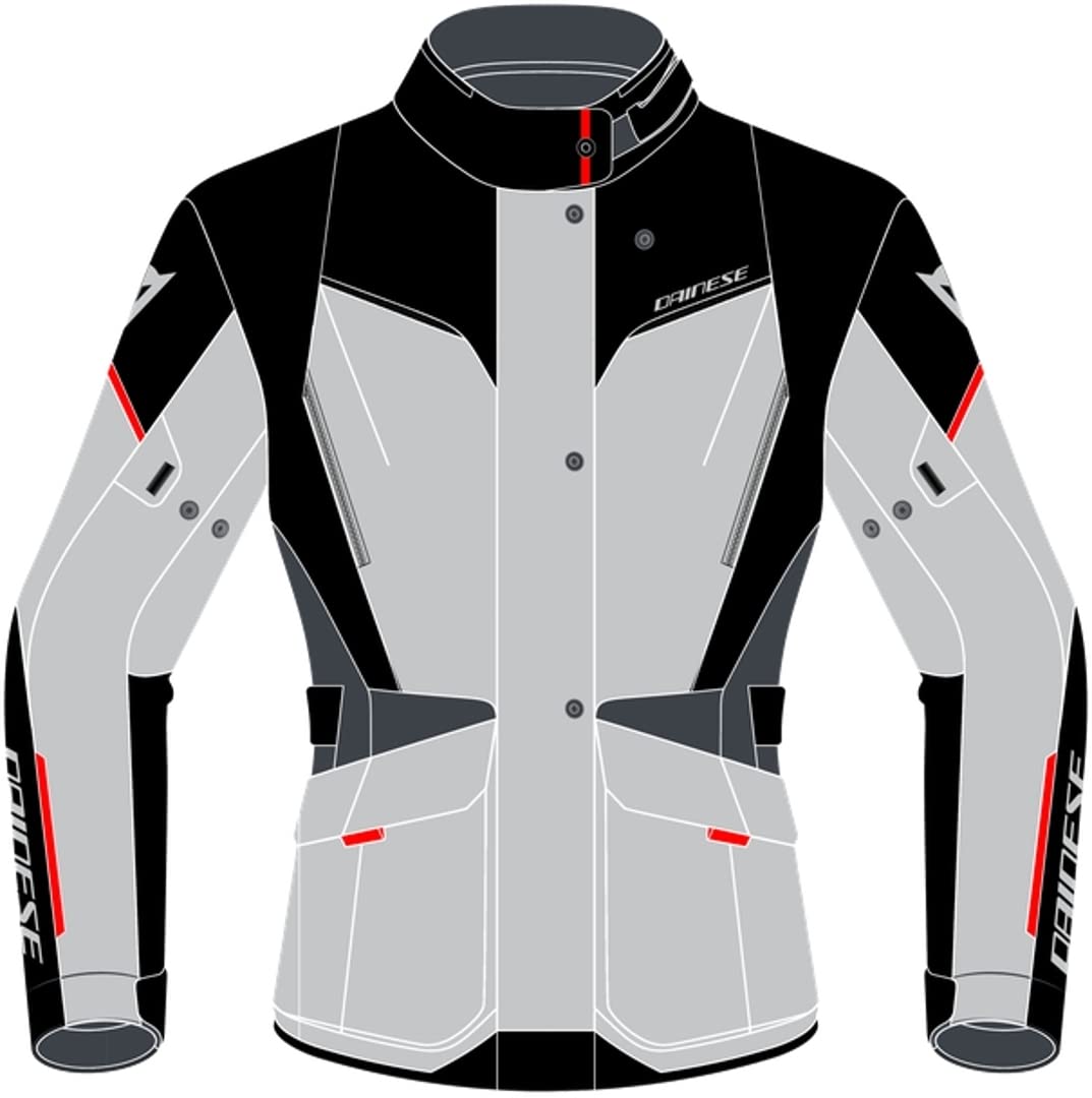 Dainese - Tempest 3 D Dry Lady, Motorradtourenjacke Für Damen, Wasserdichte Jacke, Herausnehmbares Thermofutter, Schulter Und Ellbogenschutz, Eisgrau/Schwarz/Lavarot, 40 von Dainese