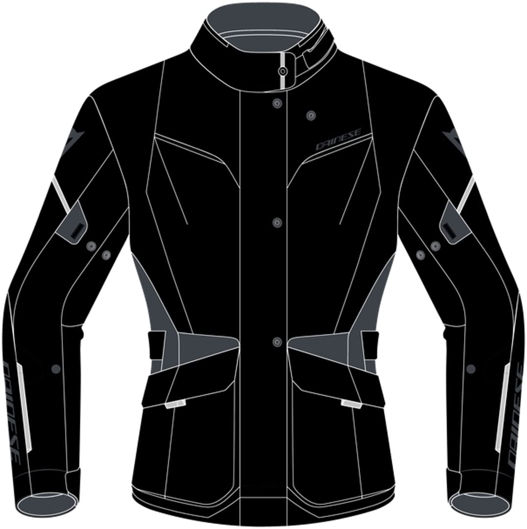 Dainese - Tempest 3 D Dry Lady, Motorradtourenjacke Für Damen, Wasserdichte Jacke, Herausnehmbares Thermofutter, Schulter Und Ellbogenschutz, Schwarz/Schwarz/Ebony, 40 von Dainese