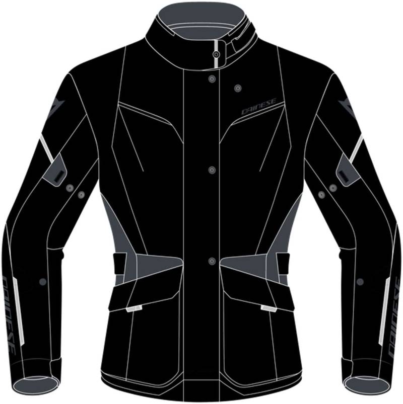 Dainese - Tempest 3 D Dry Lady, Motorradtourenjacke Für Damen, Wasserdichte Jacke, Herausnehmbares Thermofutter, Schulter Und Ellbogenschutz, Schwarz/Schwarz/Ebony, 46 von Dainese