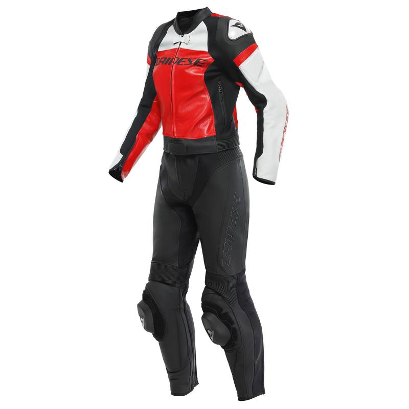 Dainese zweiteiler Lederkombi Mirage Lady 2PC Damen Motorradanzug Motorradkombi, BLACK/LAVA-RED/WHITE, 21 von Dainese