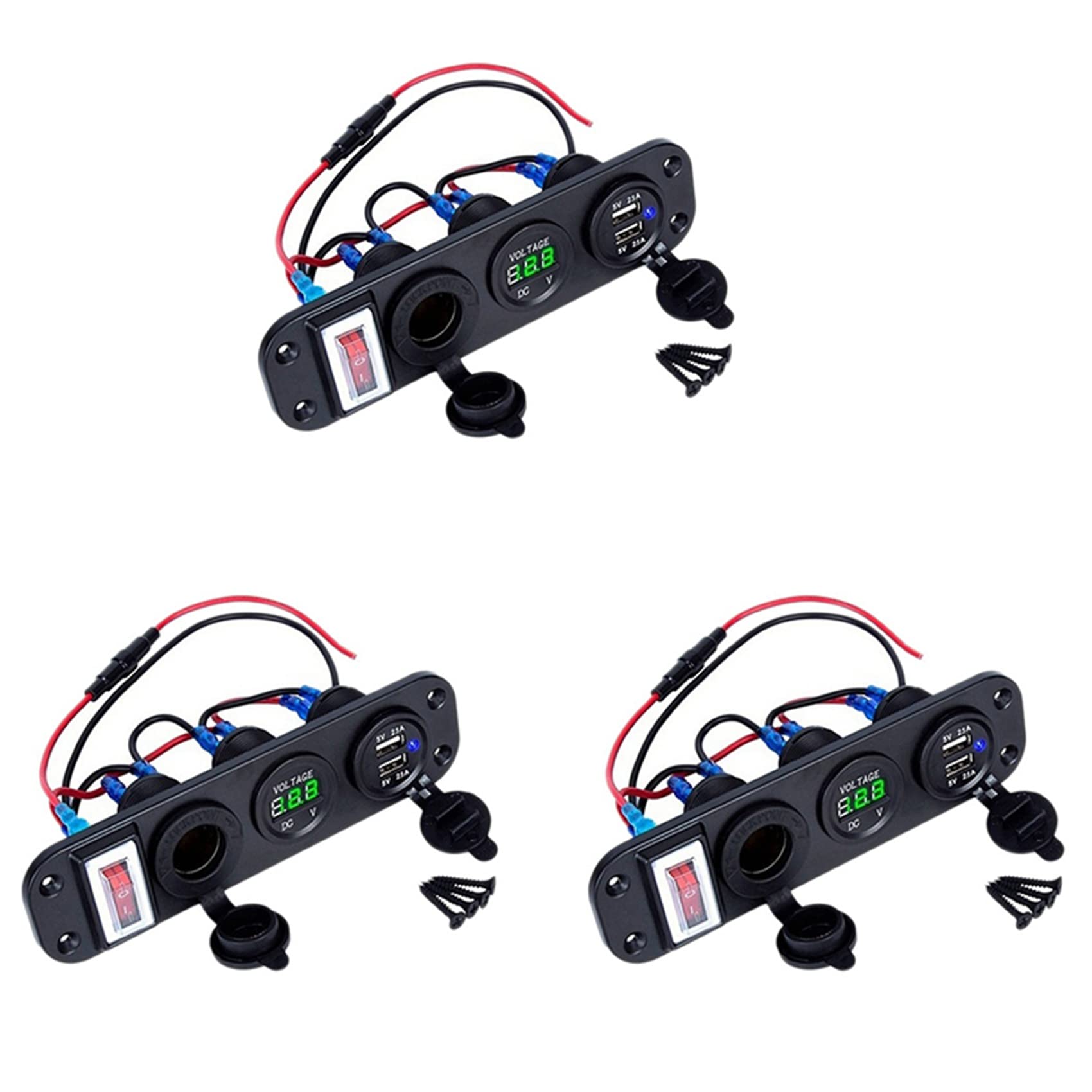 Darmlly 3X 4 Im 1 Dual QC3.0 Ladegerät C-Igarette Feuerzeugbuchse Digitales Voltmeter mit Wippschalter von Darmlly